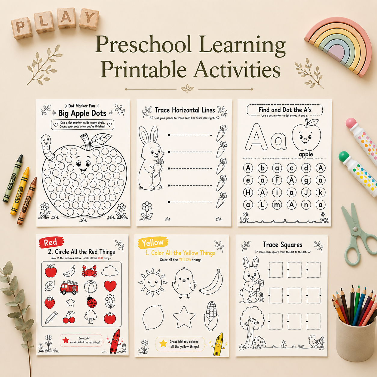 Preschool Learning Workbook | 80+ Printable Activities for Ages 2–5