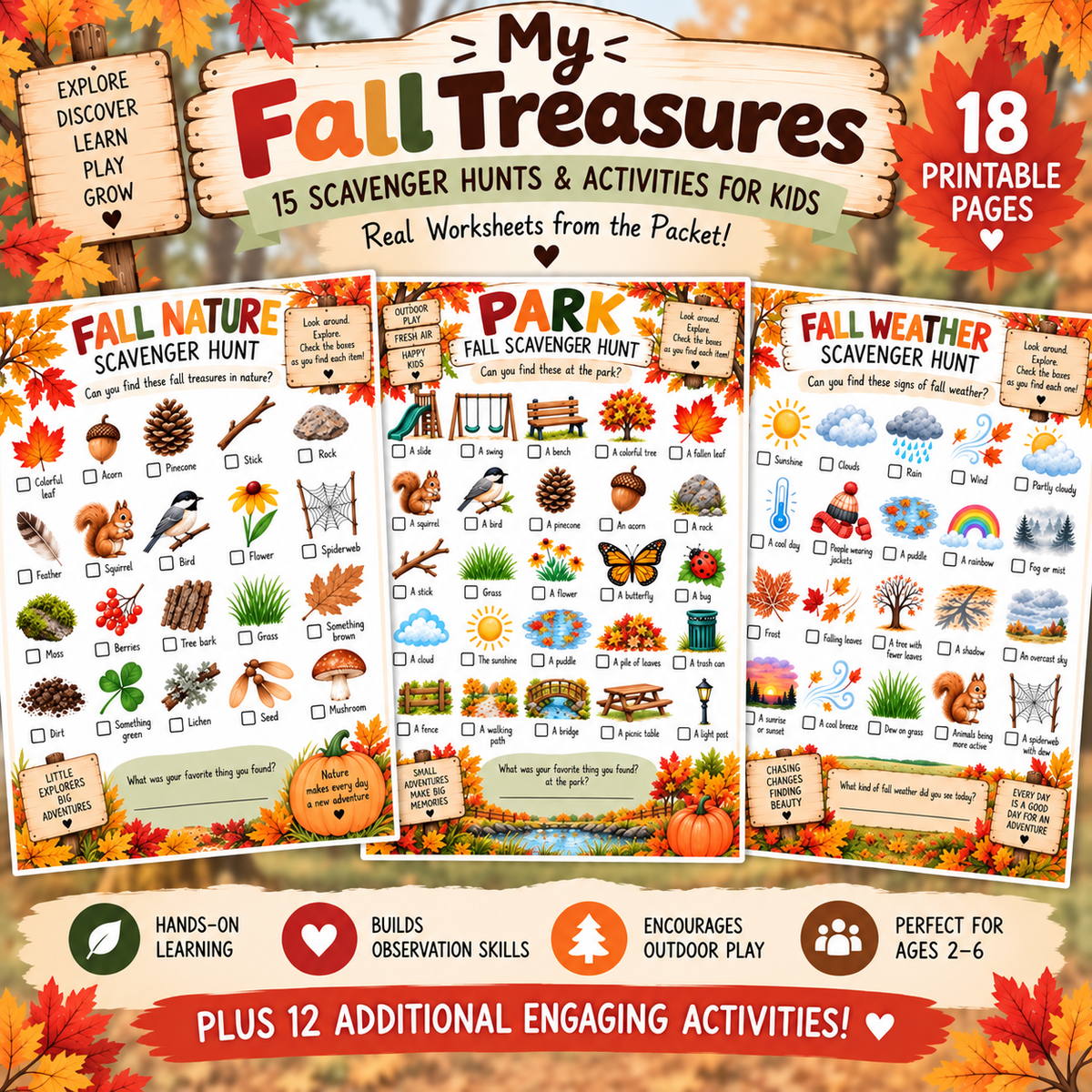 My Fall Treasures: 15 Fall Scavenger Hunts & Activities for Kids